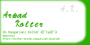 arpad kolter business card